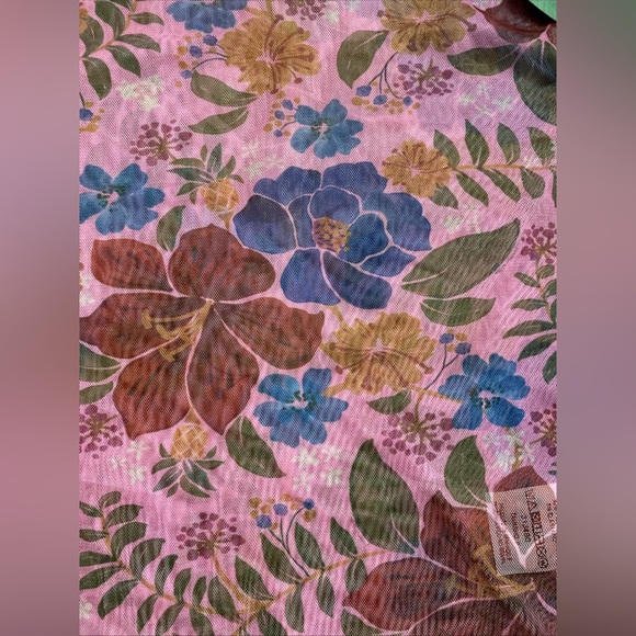 Farm Rio Top Small Womens Floral Tropical Garden Mesh Long Sleeve Mock Neck XS P - Picture 2 of 9